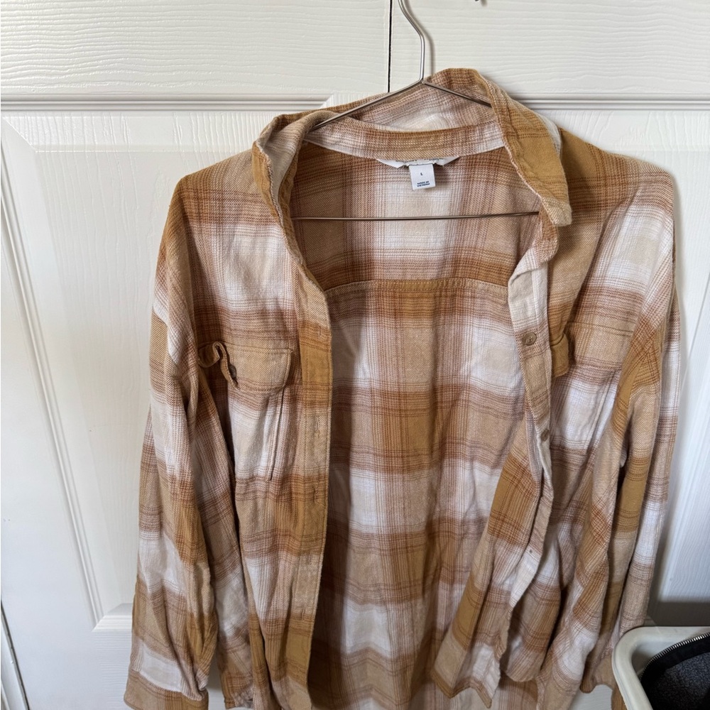 Plaid Button-Up Shirt in yellow and White old navy